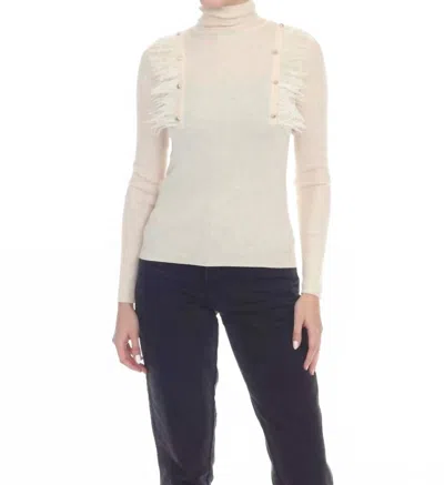 Rain And Rose Mia Long-sleeve Turtle Neck Tee In Ivory In White