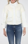 Rain And Rose Mixed Media Bomber Jacket In Neutral