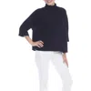 Rain And Rose Mock Neck Boxy Sweater In Black
