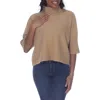 Rain And Rose Mock Neck Boxy Sweater In Camel