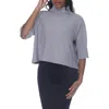 Rain And Rose Mock Neck Boxy Sweater In Grey