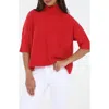 Rain And Rose Mock Neck Boxy Sweater In Red