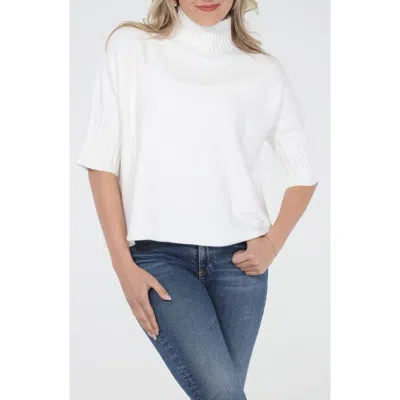 Rain And Rose Mock Neck Boxy Sweater In White