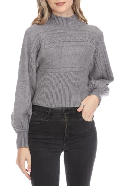 Rain And Rose Mock Neck Rib Sweater In Gray