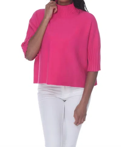 Rain And Rose Natasha Classic Knit Sweater Top In Fuchsia In Pink