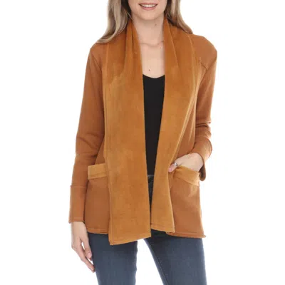 Rain And Rose Open Front Cardigan In Brown