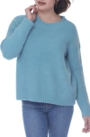 Rain And Rose Plush Crew Neck Pullover Sweater In Blue