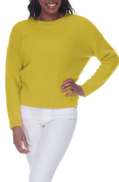 Rain And Rose Plush Crew Neck Pullover Sweater In Yellow