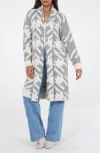 Rain And Rose Print Cardigan In Gray