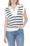 Rain And Rose Quarter Zip Striped Knit Vest In White