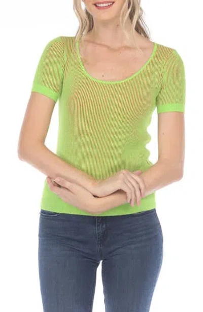 Rain And Rose Rib Knit Short Sleeve Top In Green