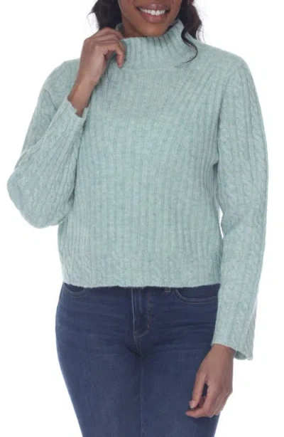 Rain And Rose Rib Turtleneck Sweater In Blue