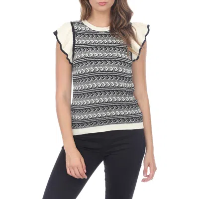Rain And Rose Ruffle Cap Sleeve Sweater In Black