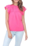 Shop Rain And Rose Ruffle Pleated Shirt In Fuchsia
