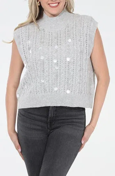 Rain And Rose Sequin Sweater Vest In Grey
