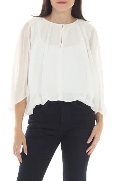 Rain And Rose Sheer Flowy Top In White