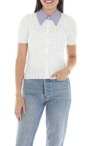 Rain And Rose Short Sleeve Knit Top In White