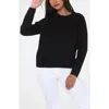 Rain And Rose Shoulder Zip Crewneck Sweater In Black