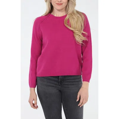 Rain And Rose Shoulder Zip Crewneck Sweater In Pink