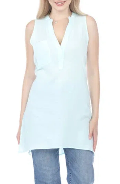 Rain And Rose Sleeveless Tunic In Blue