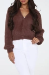 Rain And Rose Soft V-neck Cardigan In Brown