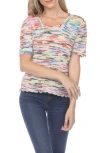 Rain And Rose Space Dye Short Sleeve Knit Top In Multi