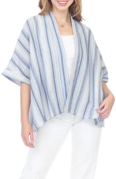 Rain And Rose Stripe Duster In Blue