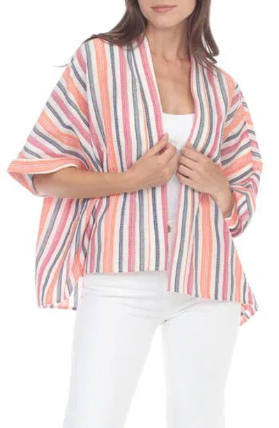 Rain And Rose Stripe Duster In Orange