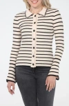 Rain And Rose Stripe Knit Button-up Shirt In Multi