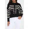 Rain And Rose Stripe Knit Cardigan In Black