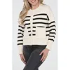 Rain And Rose Stripe Knit Cardigan In White