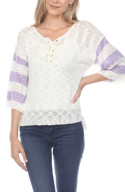 Rain And Rose Stripe Knit Top In Lilac