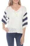 Rain And Rose Stripe Knit Top In Navy