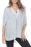 Rain And Rose Striped High-low Top In Blue