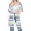 Shop Rain And Rose Striped Open Stitch Cardigan In Blue