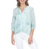 Rain And Rose Striped Tie Dye Top In Aqua