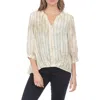 Rain And Rose Striped Tie Dye Top In Beige