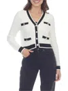 Rain And Rose Textured Ornate Button Cardigan In White In White