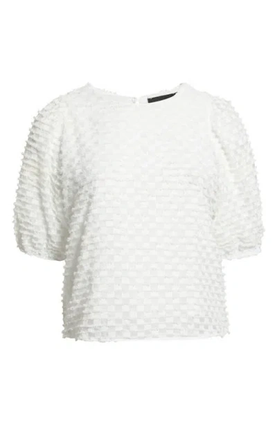 Rain And Rose Textured Puff Sleeve Top In White
