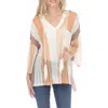 Rain And Rose Three-quarter Sleeve Open Stitch Hooded Top In Rust