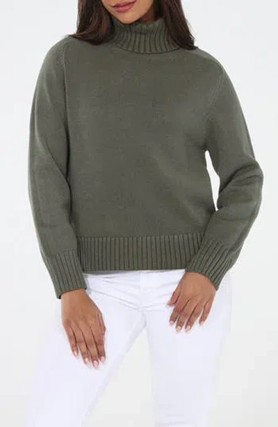 Rain And Rose Turtleneck Sweater In Olive