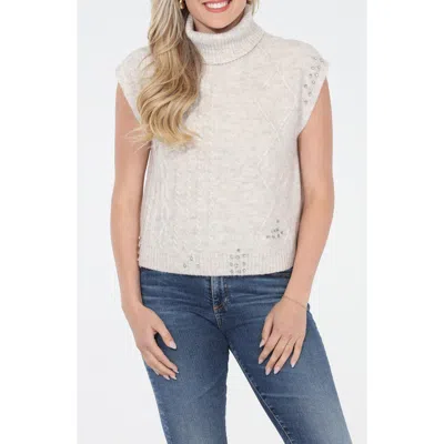 Rain And Rose Turtleneck Sweater Vest In Beige