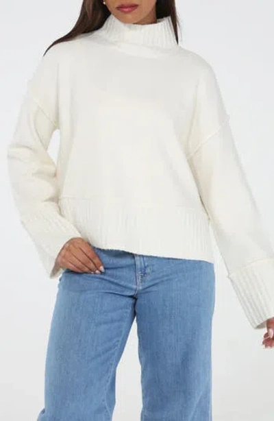 Rain And Rose Turtleneck Sweater In White