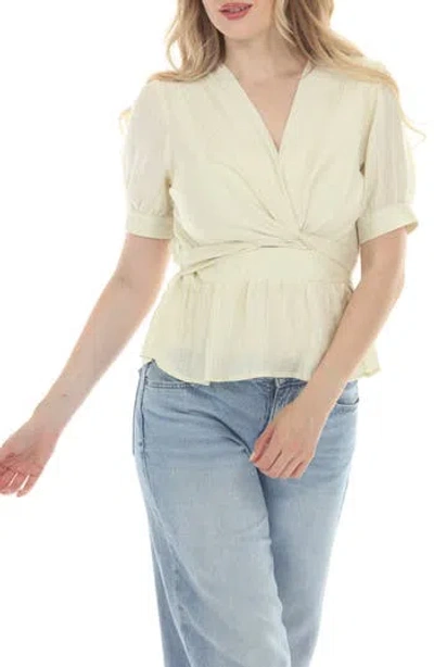 Rain And Rose Twist Front Peplum Top In White