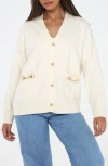 Rain And Rose V-neck Cardigan In White
