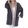 Rain And Rose Water Resistant Reversible Faux Shearling Coat In Black