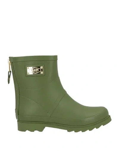Rain By Lund Woman Ankle Boots Military Green Size 8 Rubber