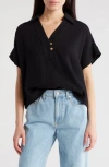 Rain Cotton Gauze Camp Shirt In Black