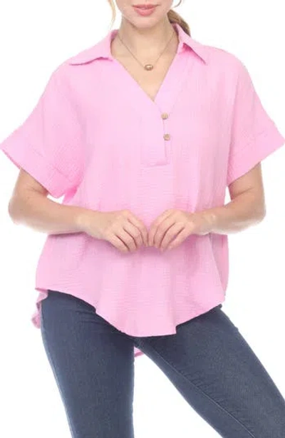 Rain Cotton Gauze Camp Shirt In Lilac