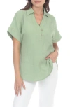 Rain Cotton Gauze Camp Shirt In Sage